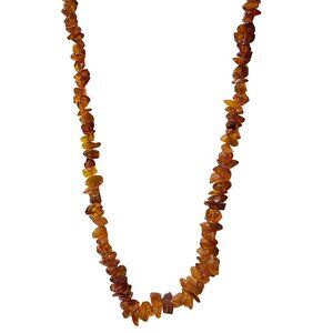 Amber Chip Chunky Statement Necklace Orange Boho Spiritual Healing Jewelry